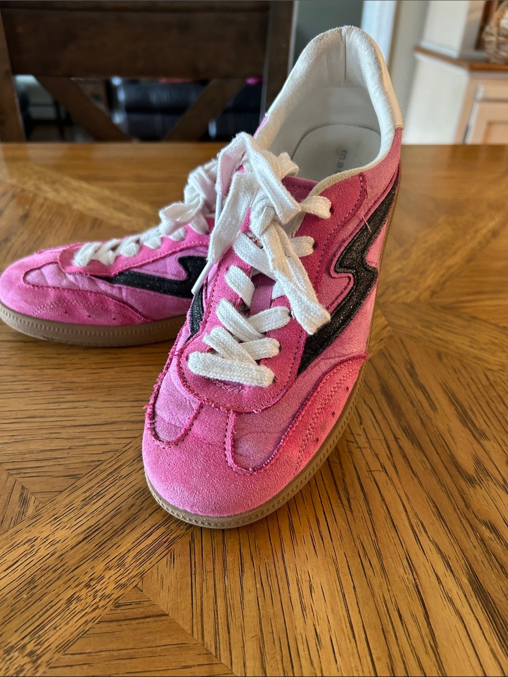 Madden Girl Kids Pink Suede Sneakers with Black Accent